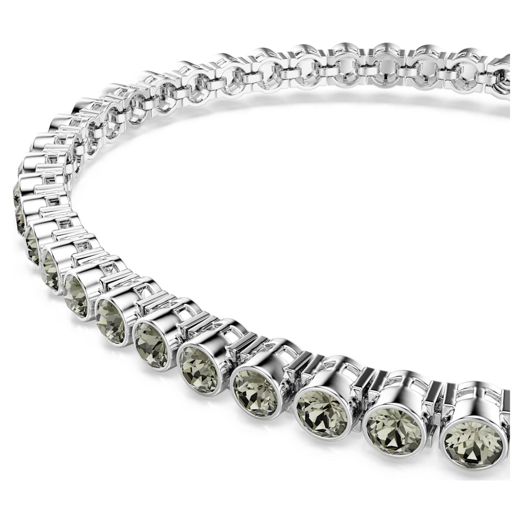 Swarovski Imber Emily Tennis bracelet Round cut, Black, Rhodium plated