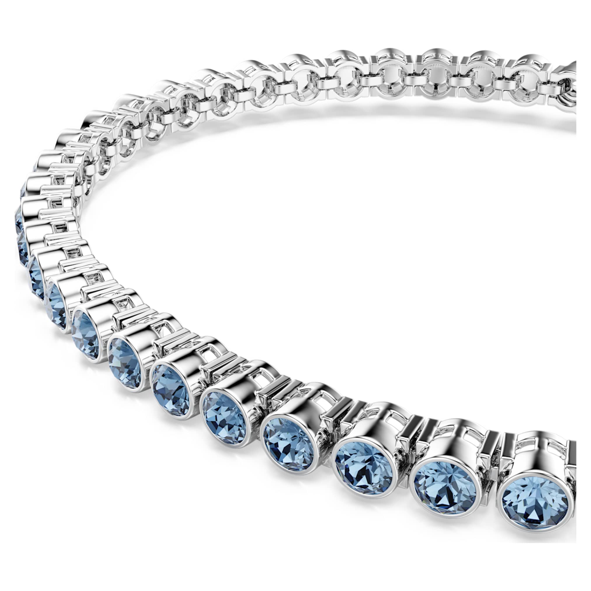 Swarovski Imber Emily Tennis bracelet Round cut, Blue, Rhodium plated