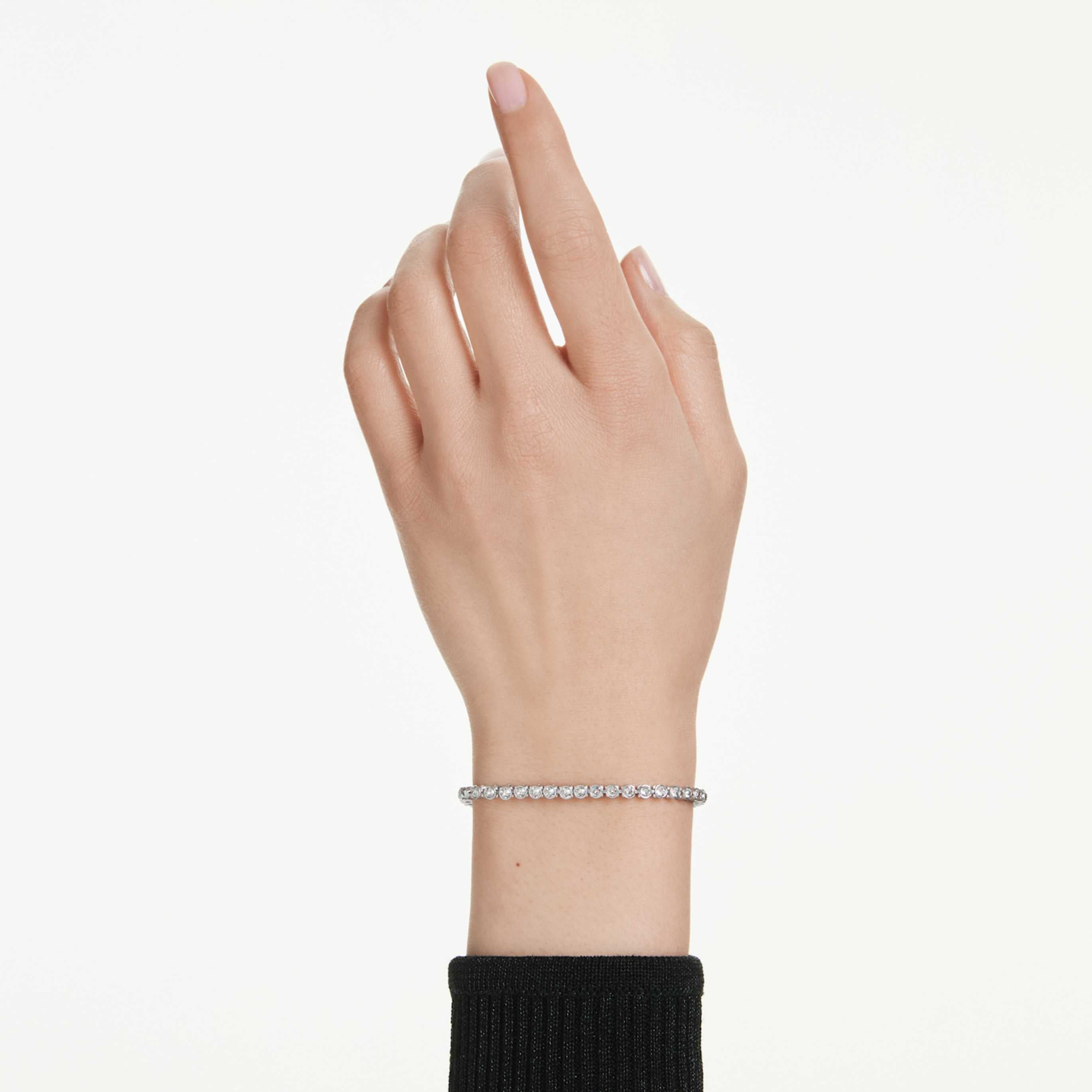 Swarovski Imber Emily Tennis bracelet Round cut, White, Rhodium plated