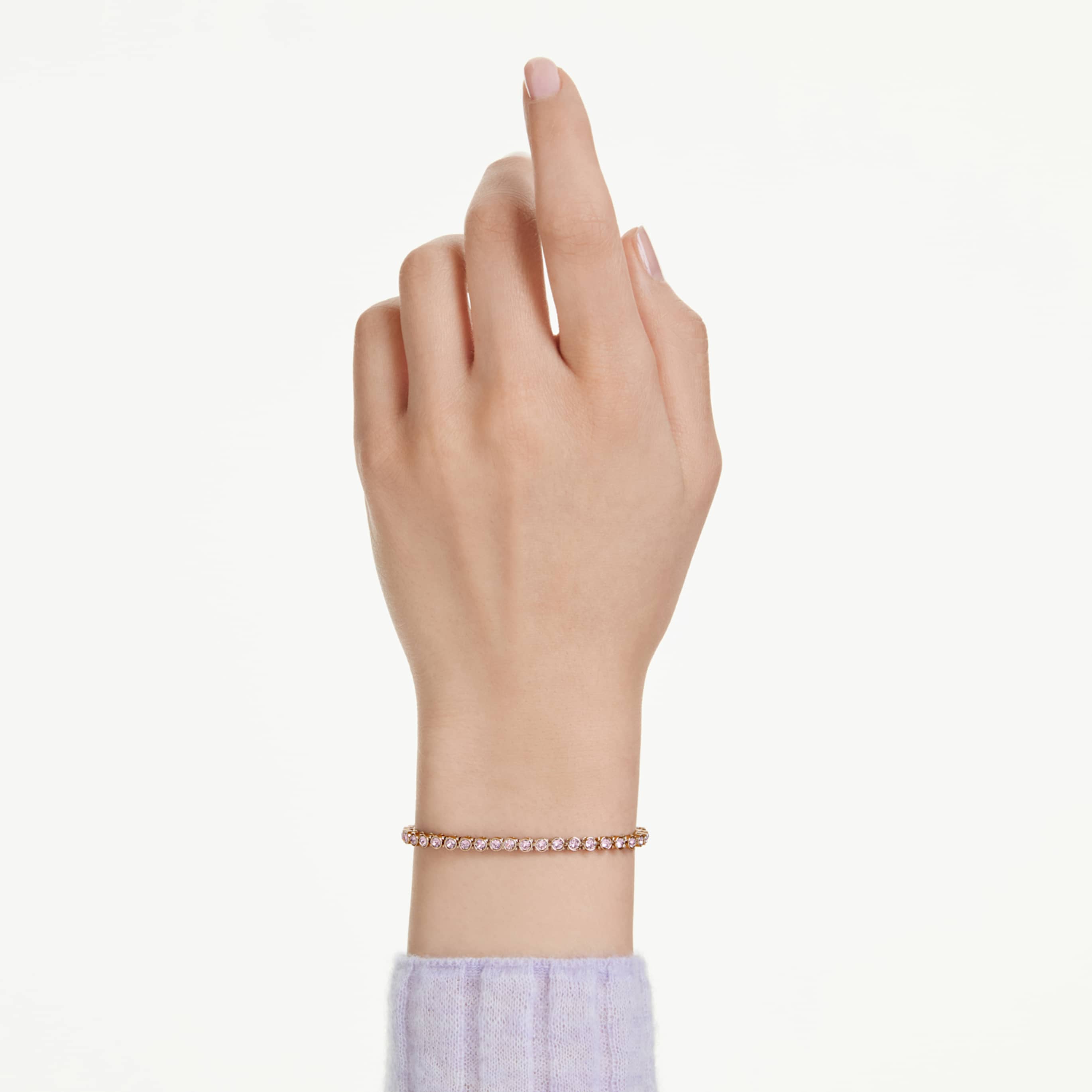 Swarovski Imber Emily Tennis bracelet Round cut, White, Rhodium plated
