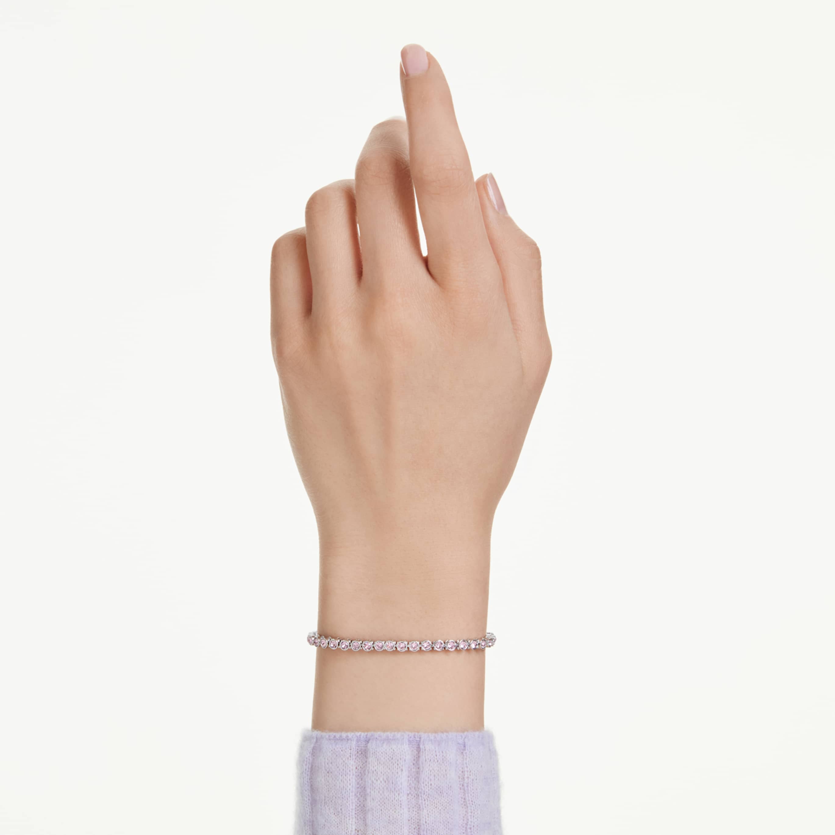 Swarovski Imber Emily Tennis bracelet Round cut, Black, Rhodium plated
