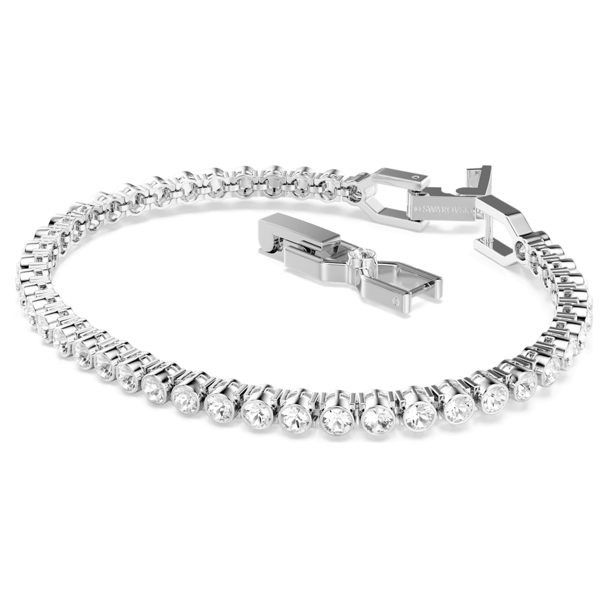 Swarovski Imber Emily Tennis bracelet Round cut, White, Rhodium plated