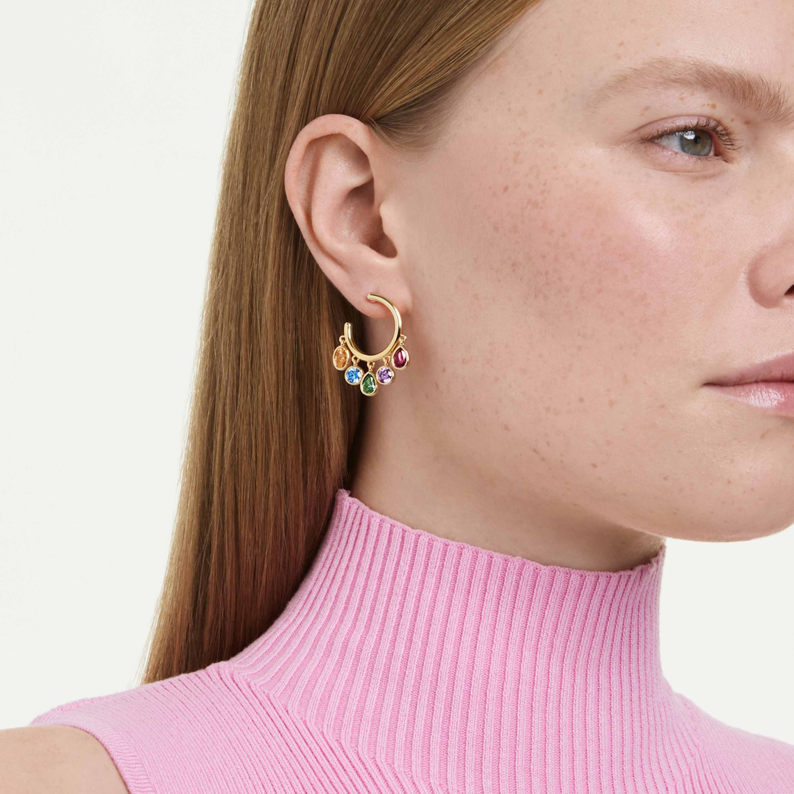 Swarovski Imber hoop earrings Mixed cuts, Multicolored, 18K gold finish