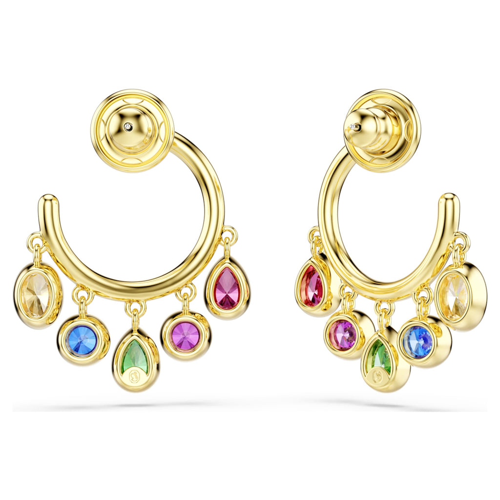 Swarovski Imber hoop earrings Mixed cuts, Multicolored, 18K gold finish