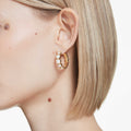 Swarovski Imber hoop earrings Round cut, White, 18K gold finish