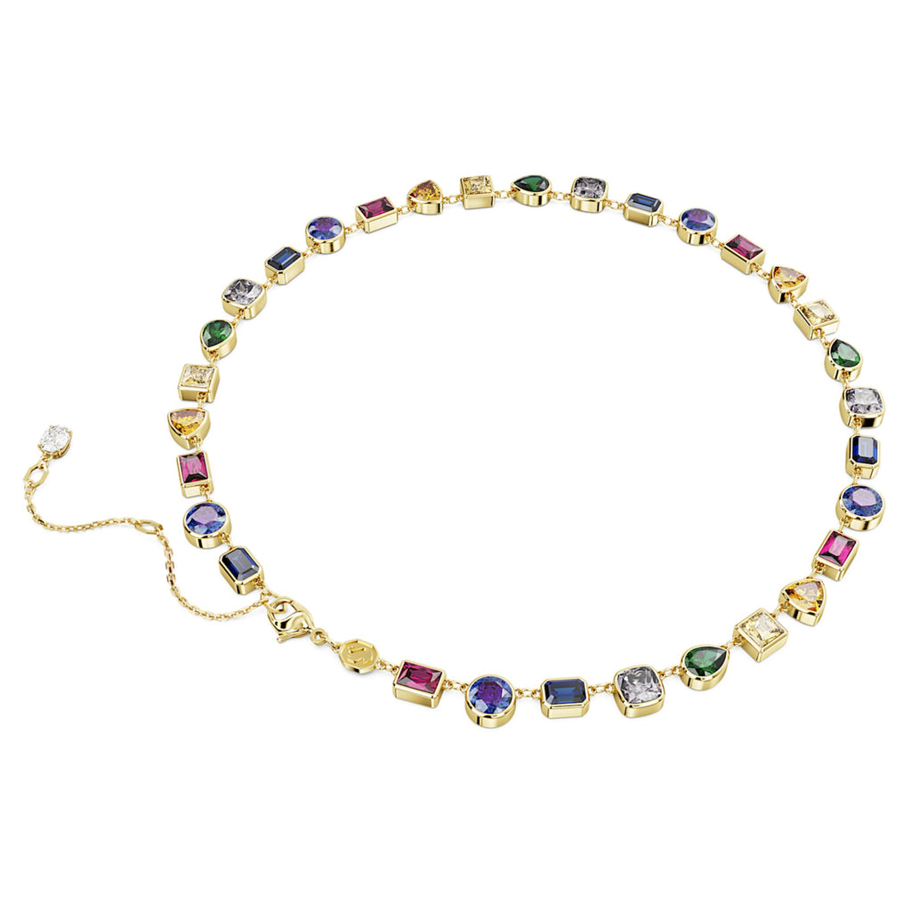 Swarovski Imber necklace Mixed cuts, Multicolored, 18K gold finish