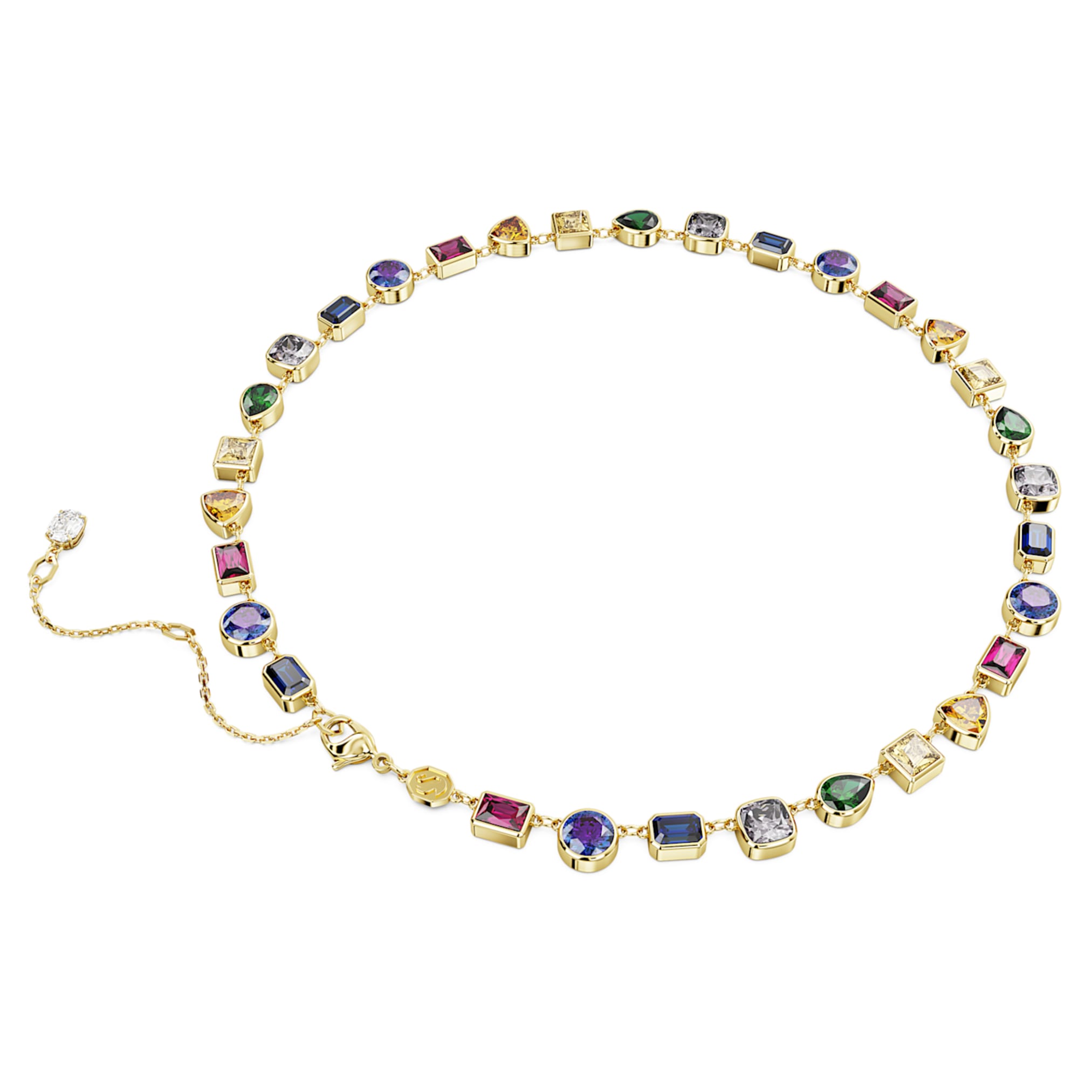 Swarovski Imber necklace Mixed cuts, Multicolored, 18K gold finish