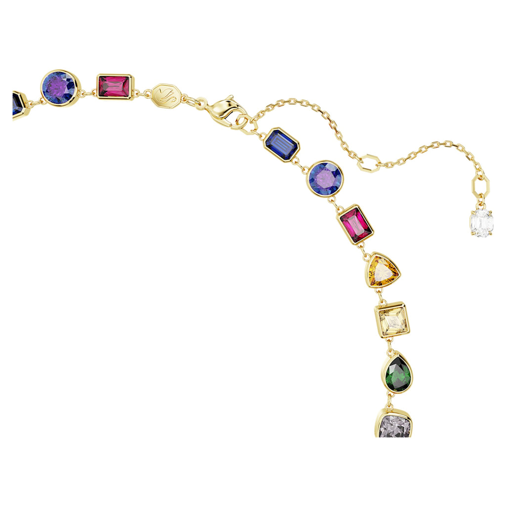 Swarovski Imber necklace Mixed cuts, Multicolored, 18K gold finish