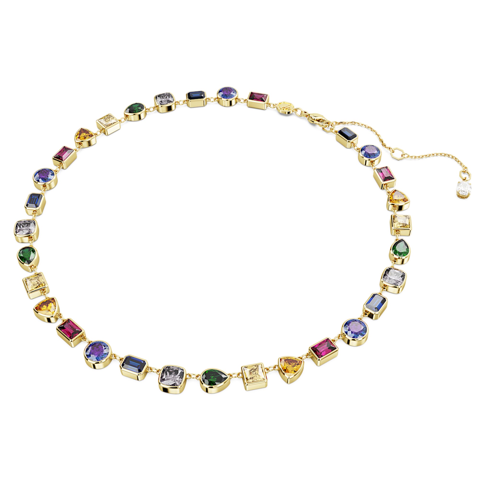 Swarovski Imber necklace Mixed cuts, Multicolored, 18K gold finish