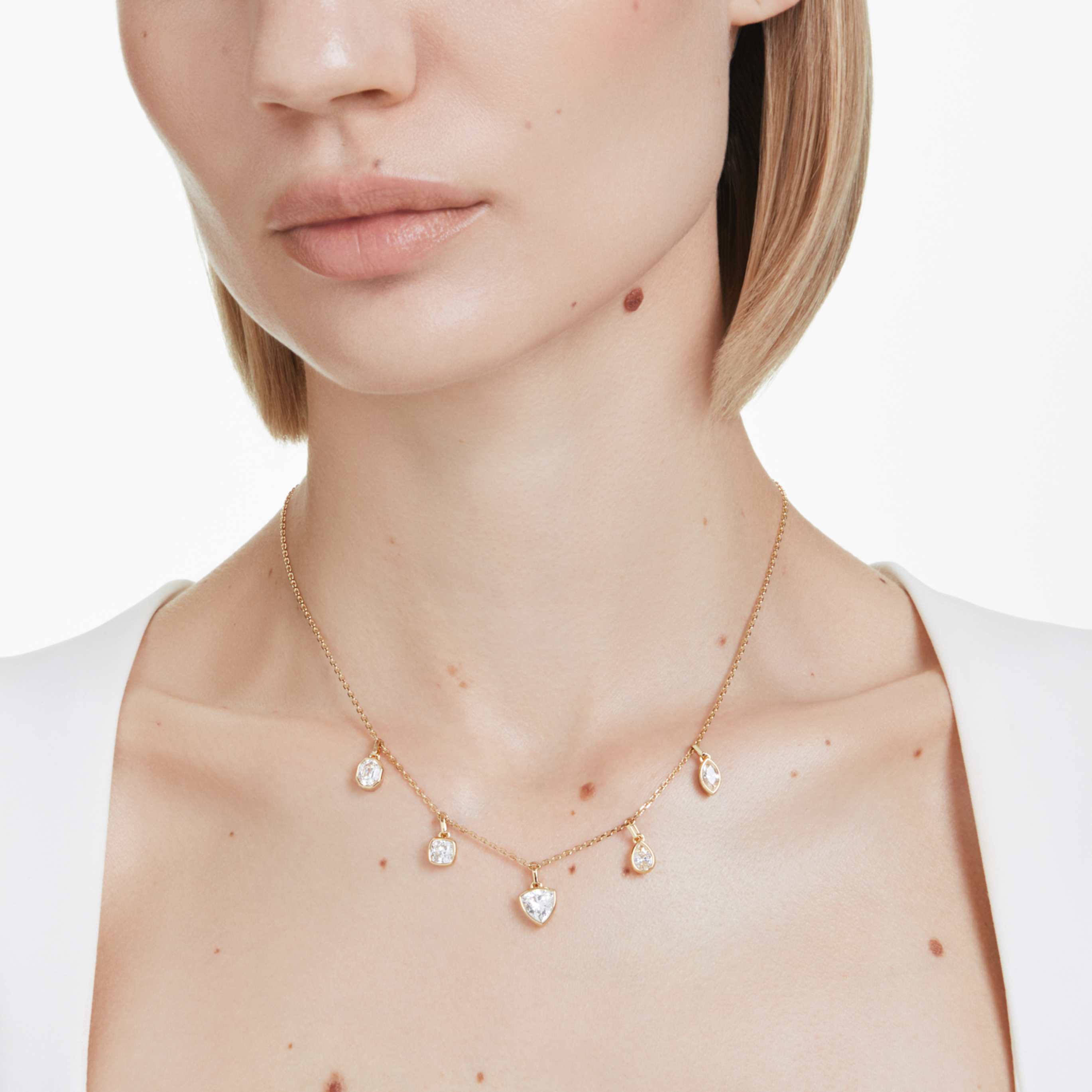 Swarovski Imber necklace Mixed cuts, White, 18K gold finish