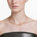 Swarovski Imber necklace Round cut, Scattered design, White, 18K gold finish