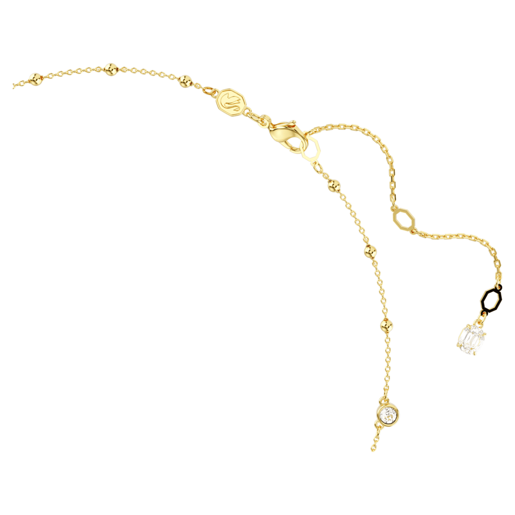 Swarovski Imber necklace Round cut, Scattered design, White, 18K gold finish