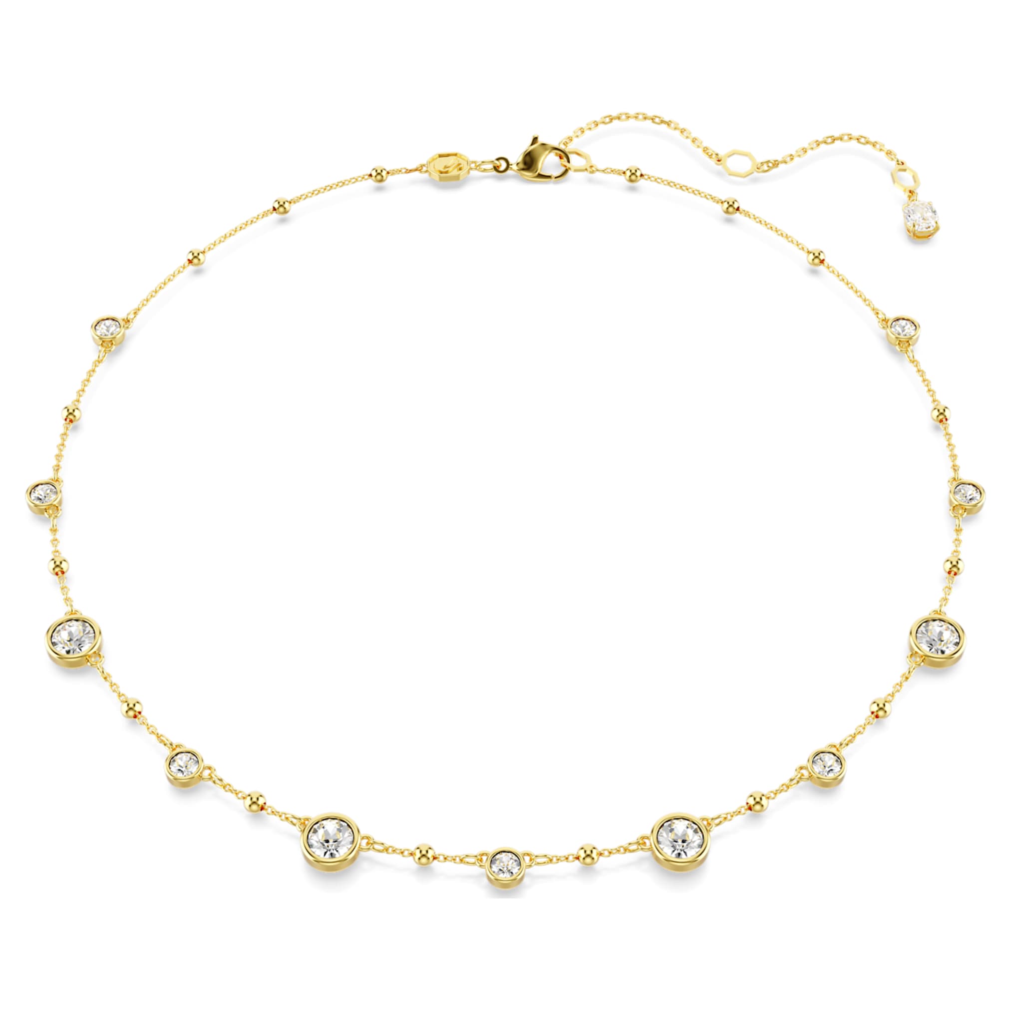 Swarovski Imber necklace Round cut, Scattered design, White, 18K gold finish