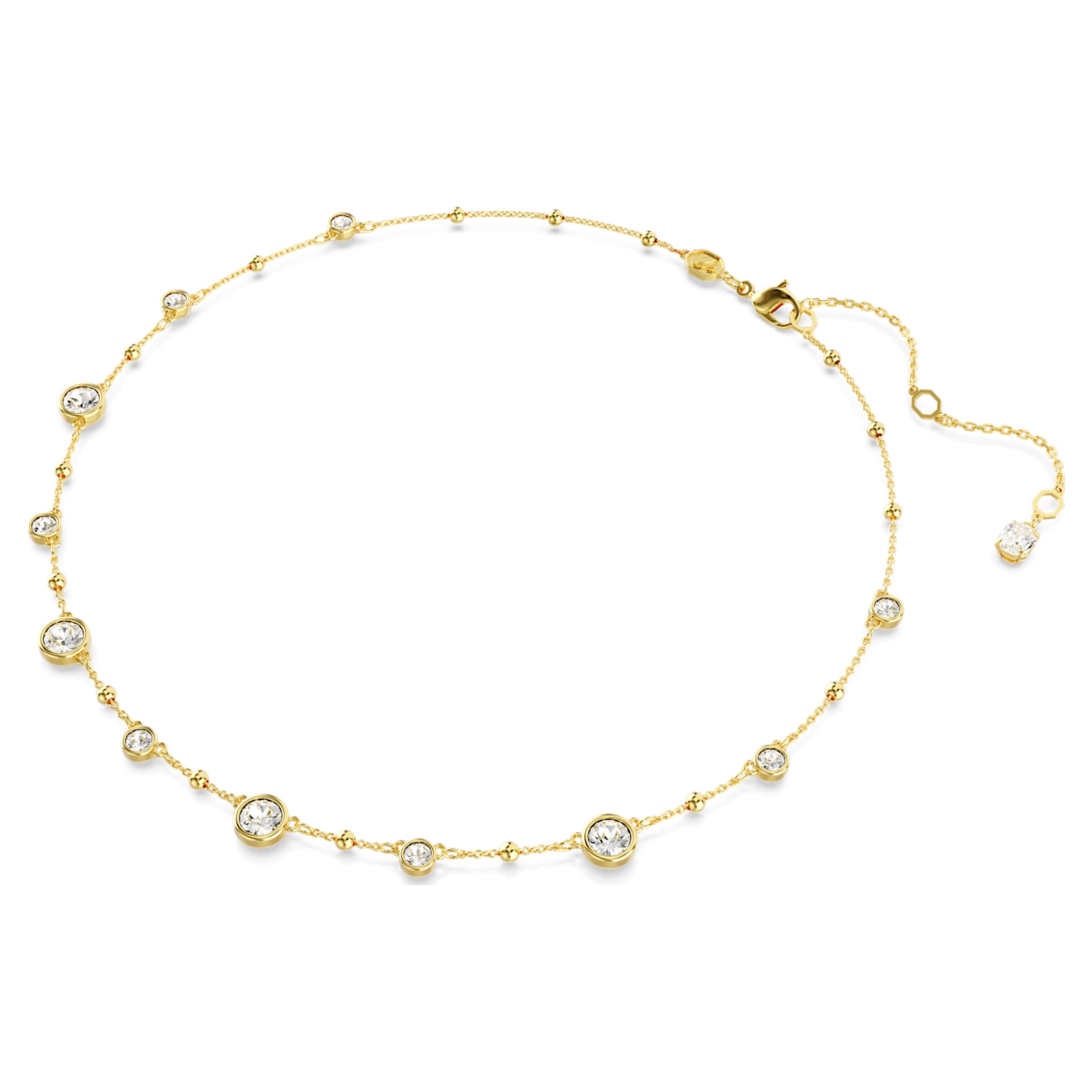 Swarovski Imber necklace Round cut, Scattered design, White, 18K gold finish