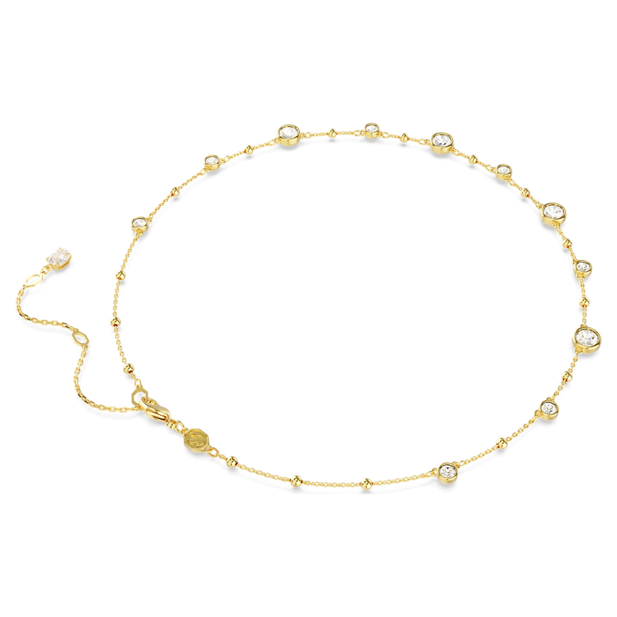 Swarovski Imber necklace Round cut, Scattered design, White, 18K gold finish
