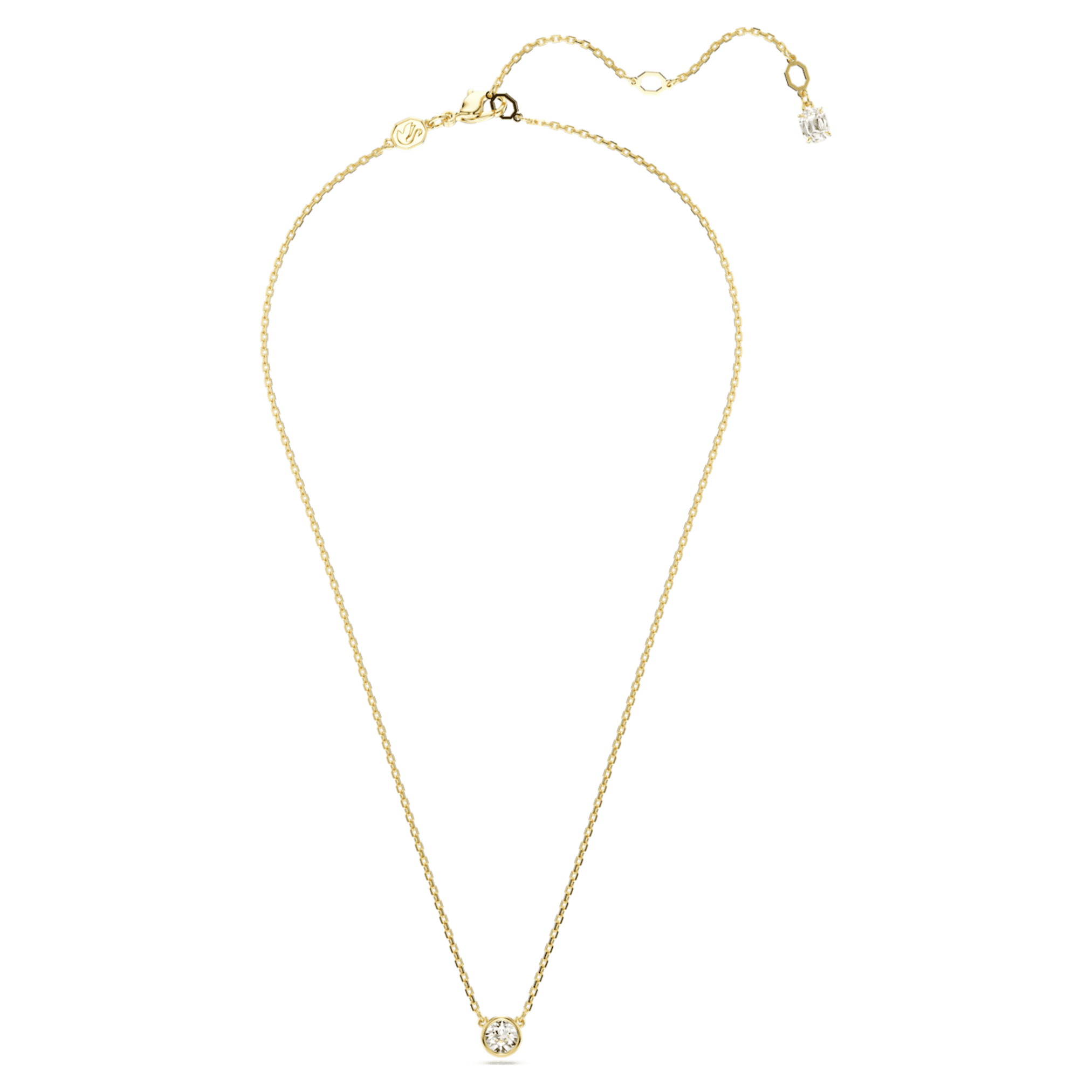 Swarovski Imber pendant Round cut, White, 18K gold finish