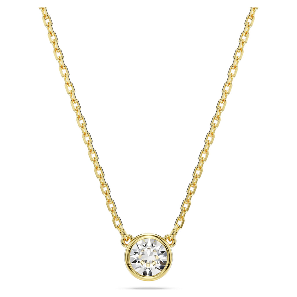 Swarovski Imber pendant Round cut, White, 18K gold finish