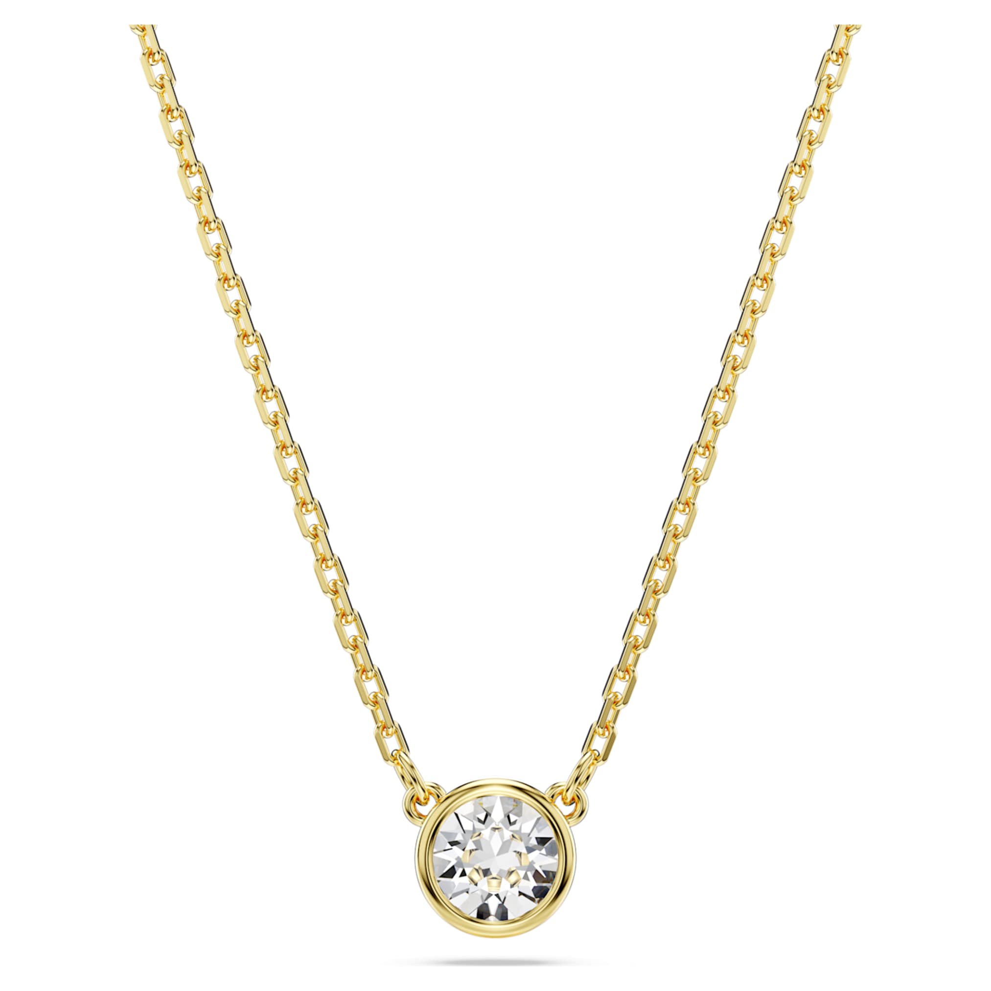 Swarovski Imber pendant Round cut, White, 18K gold finish