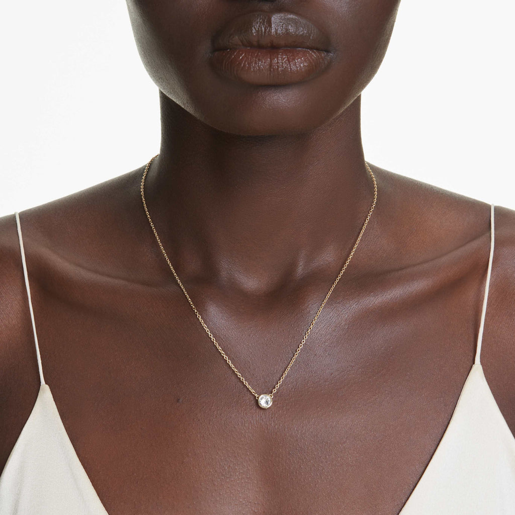 Swarovski Imber pendant Round cut, White, 18K gold finish