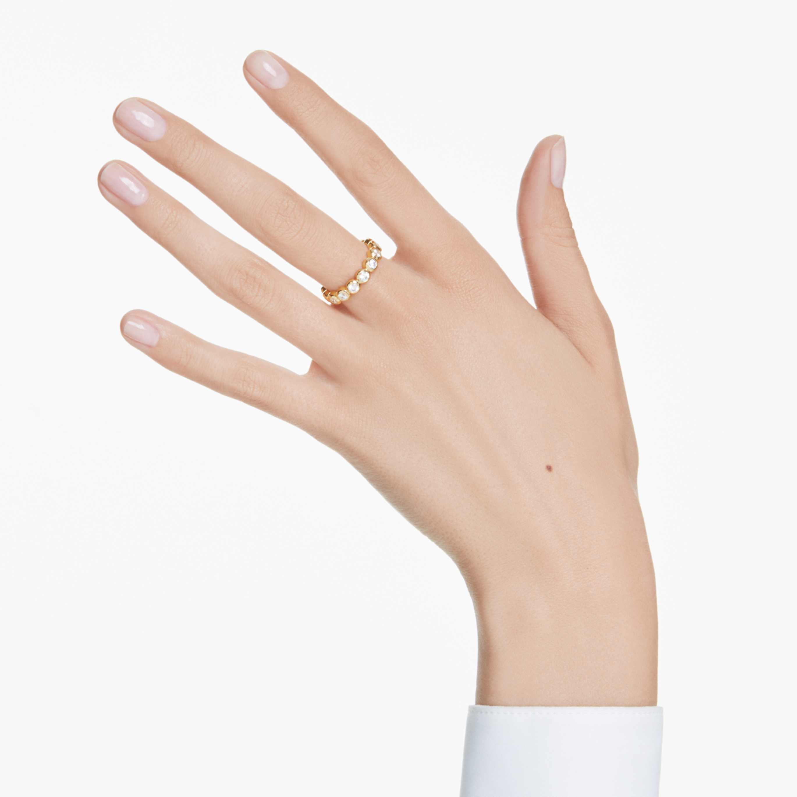Swarovski Imber ring Round cut, White, 18K gold finish