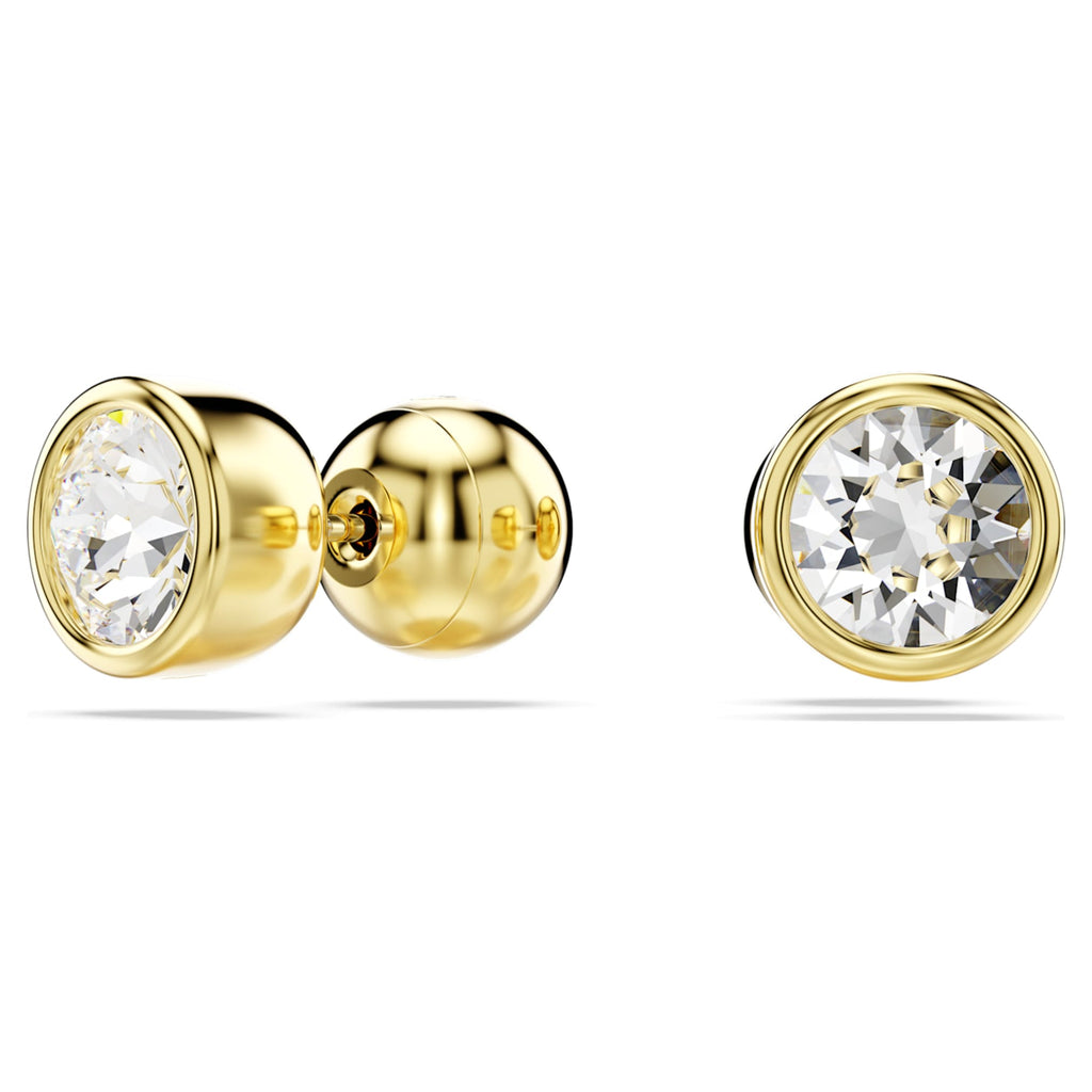 Swarovski Imber stud earrings Round cut, White, 18K gold finish