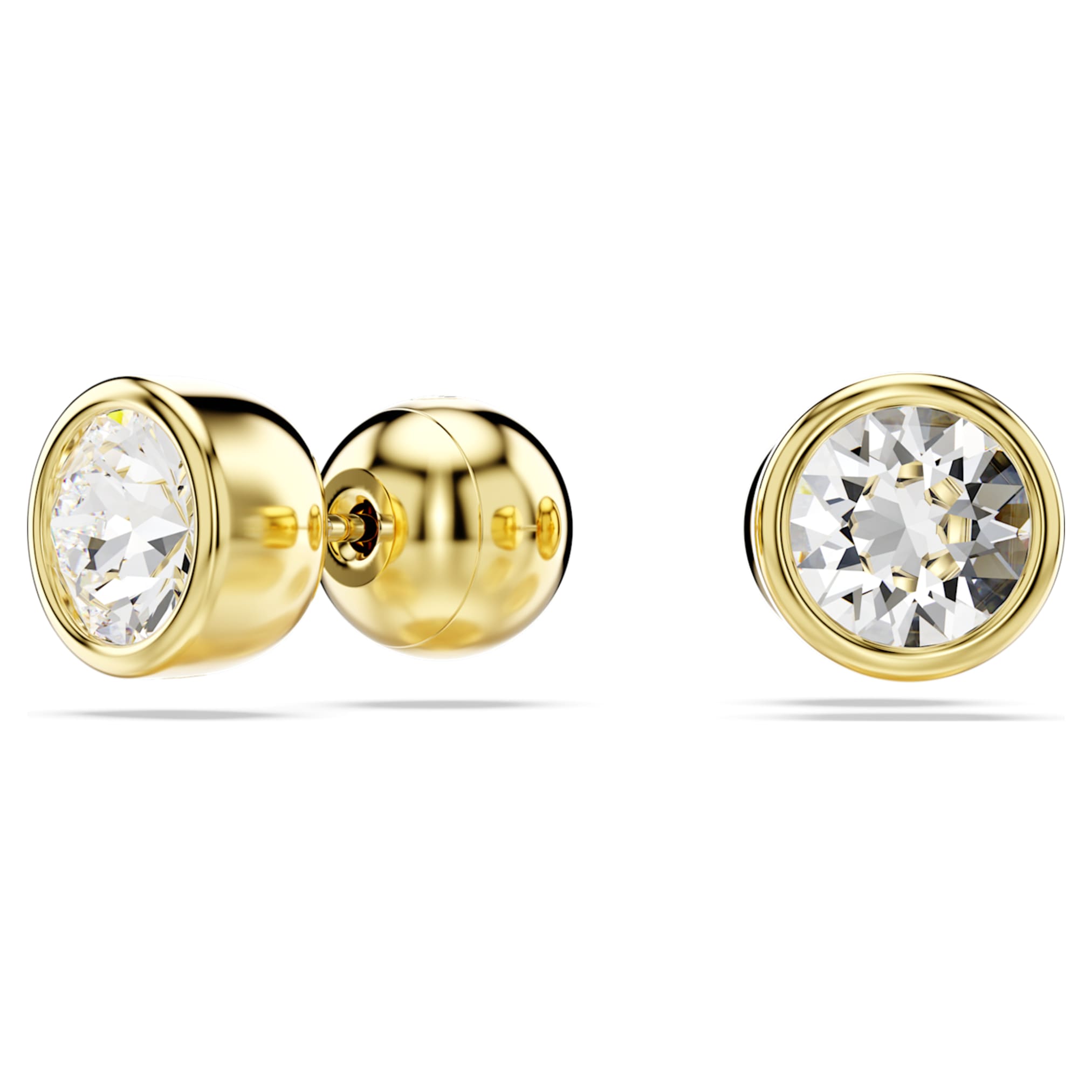 Swarovski Imber stud earrings Round cut, White, 18K gold finish