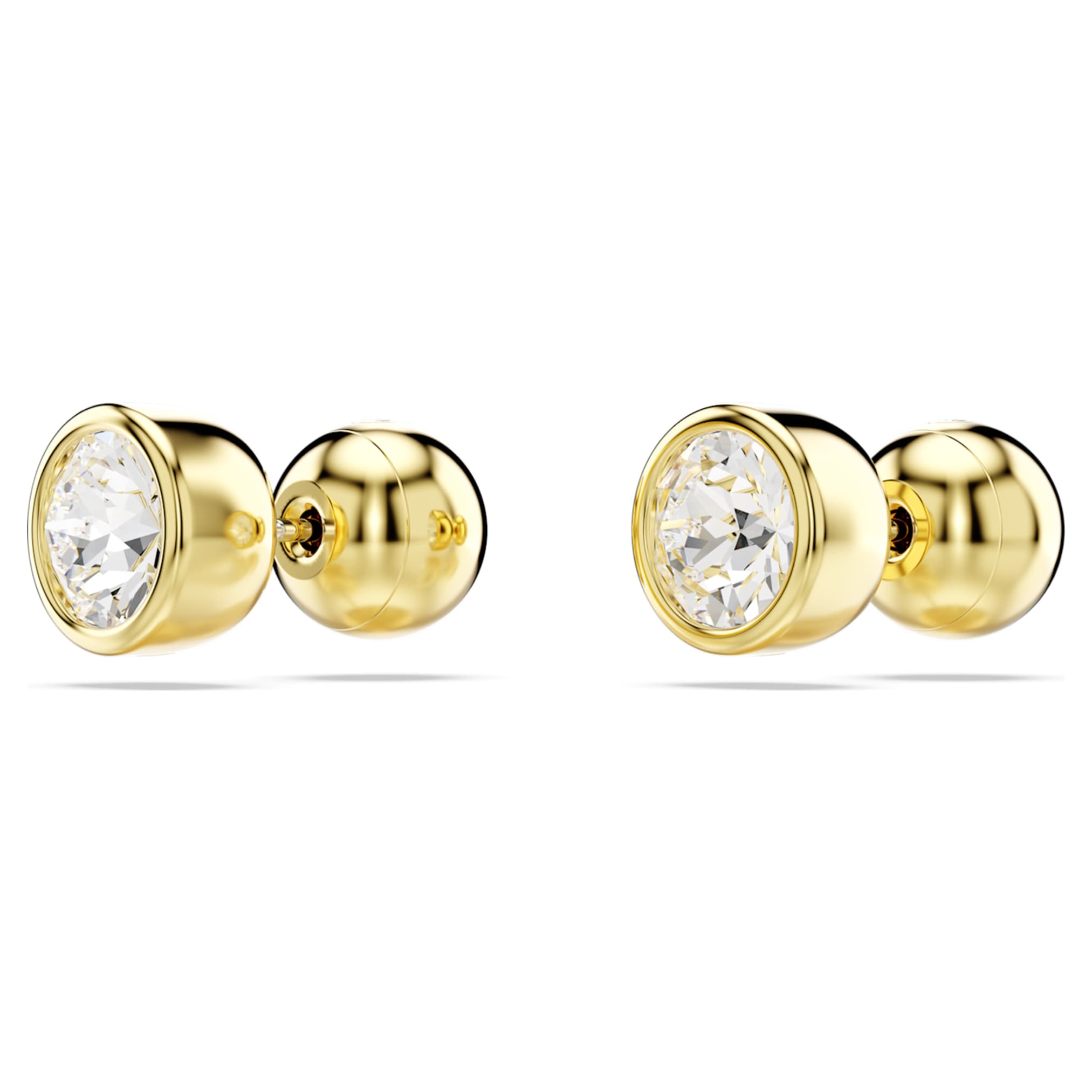 Swarovski Imber stud earrings Round cut, White, 18K gold finish