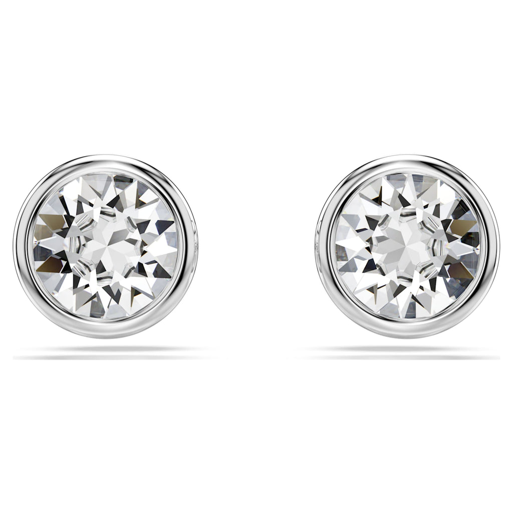 Swarovski Imber stud earrings Round cut, White, Rhodium plated