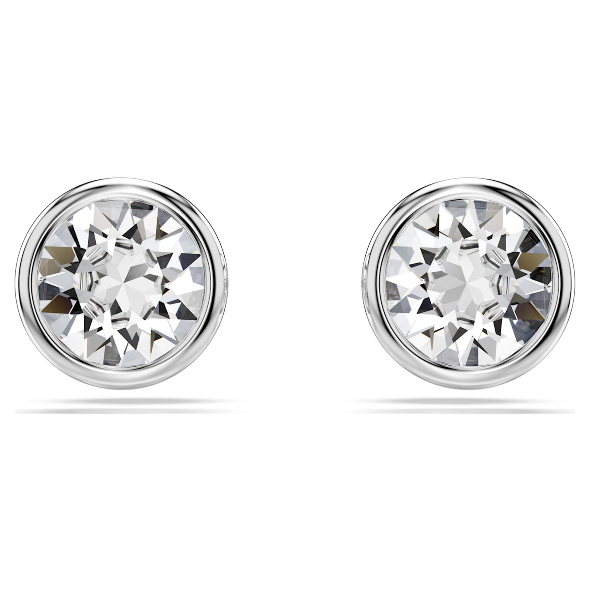 Swarovski Imber stud earrings Round cut, White, Rhodium plated