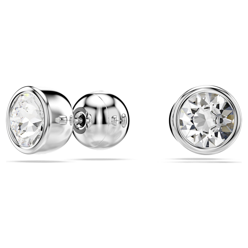 Swarovski Imber stud earrings Round cut, White, Rhodium plated