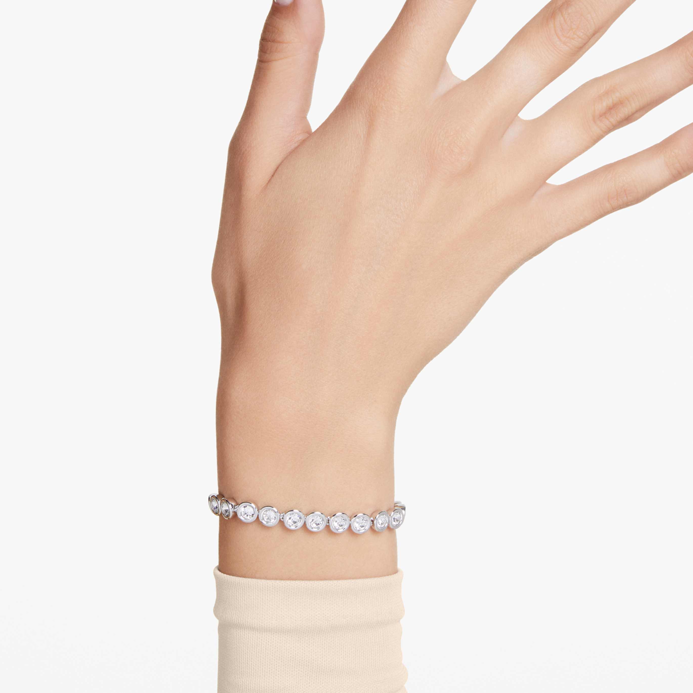 Swarovski Imber Tennis bracelet Round cut, White, Rhodium plated