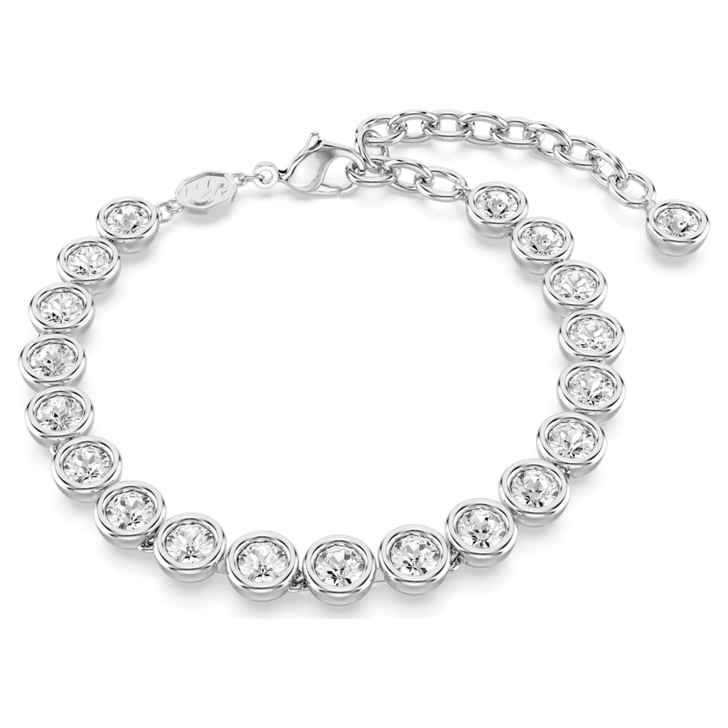 Swarovski Imber Tennis bracelet Round cut, White, Rhodium plated