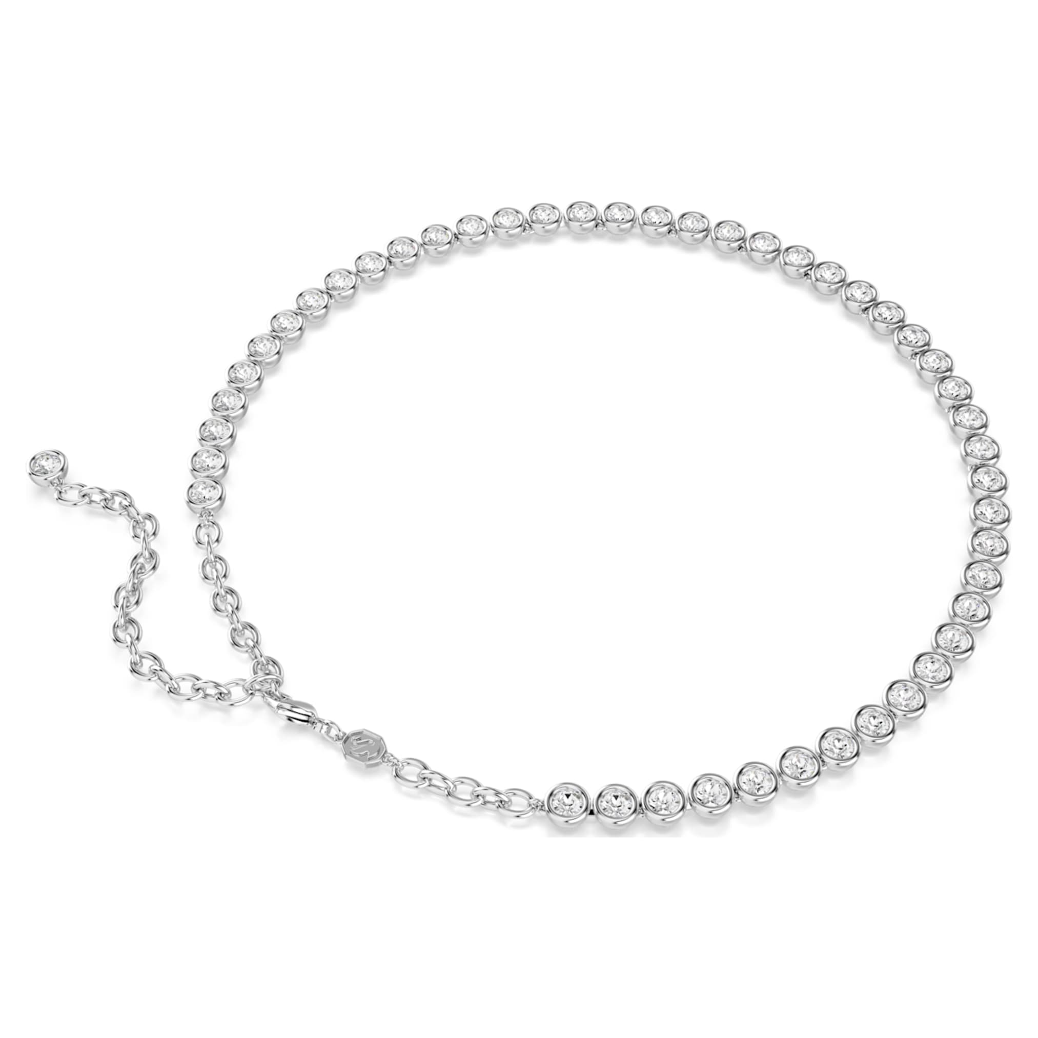 Swarovski Imber Tennis necklace Round cut, White, Rhodium plated