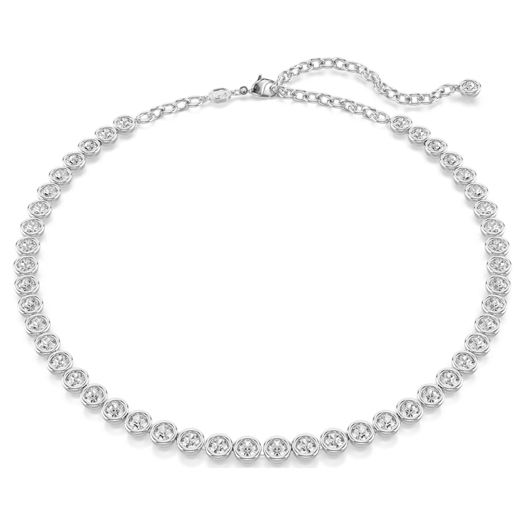 Swarovski Imber Tennis necklace Round cut, White, Rhodium plated