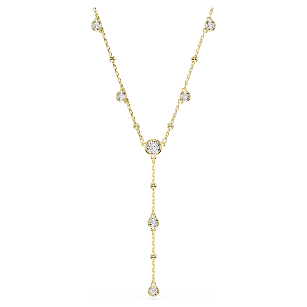 Swarovski Imber y necklace Round cut, White, 18K gold finish