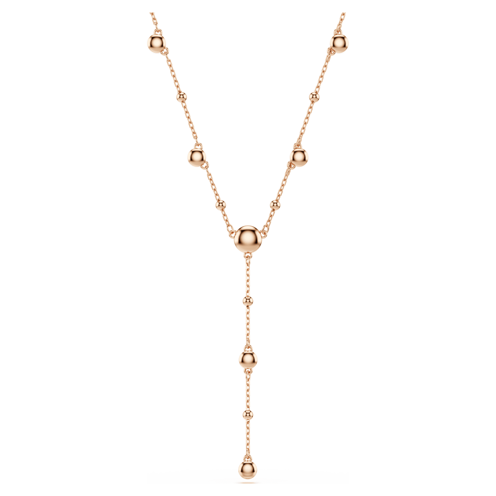 Swarovski Imber Y necklace Round cut, White, 18K rose gold finish