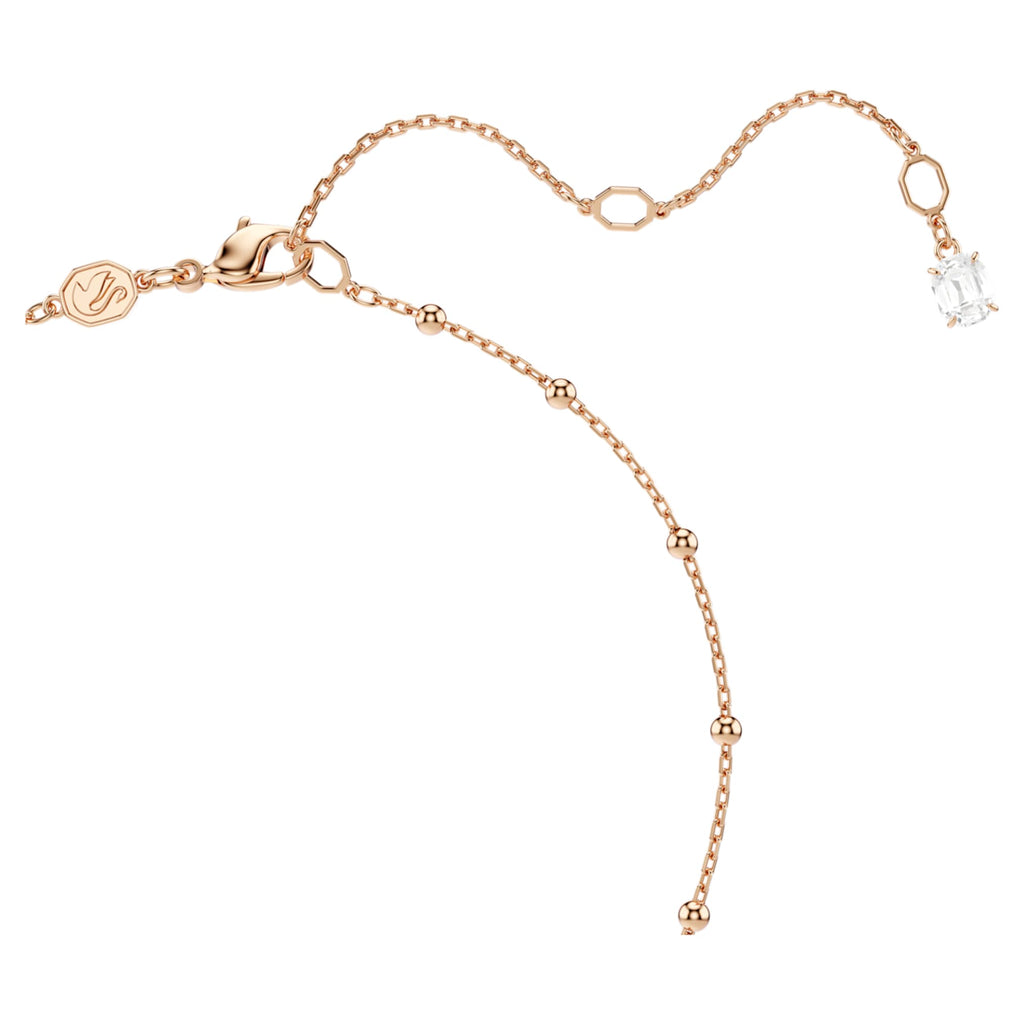 Swarovski Imber Y necklace Round cut, White, 18K rose gold finish