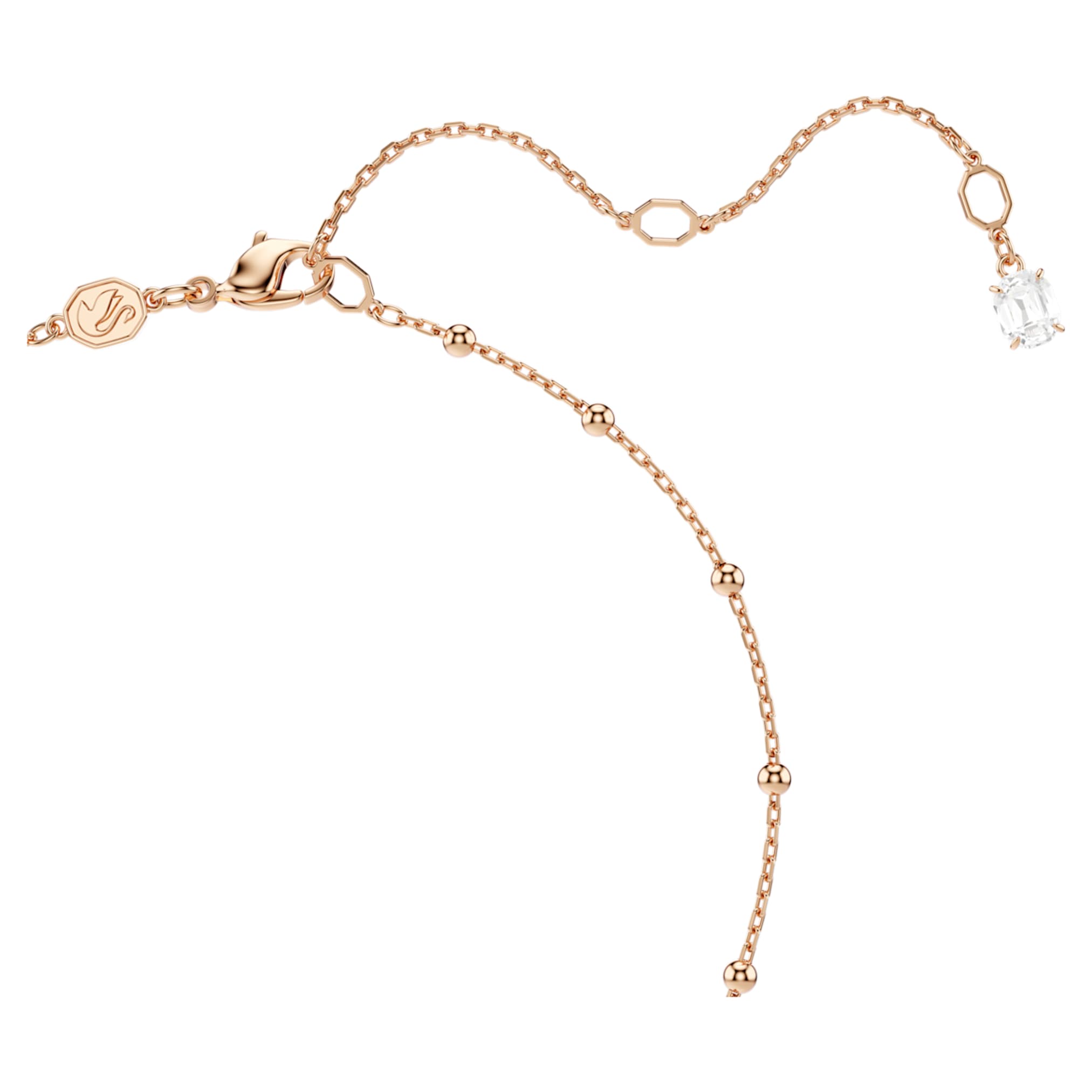Swarovski Imber Y necklace Round cut, White, 18K rose gold finish