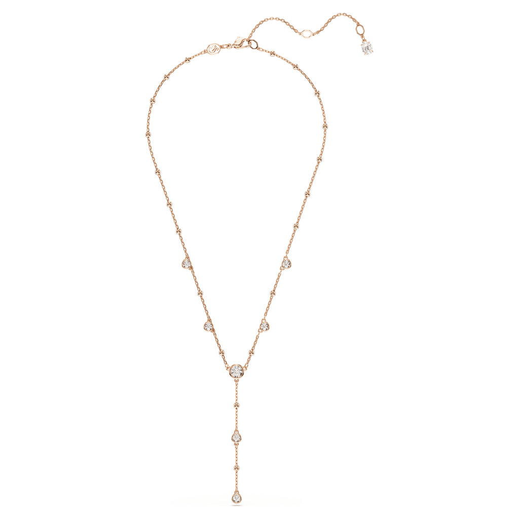 Swarovski Imber Y necklace Round cut, White, 18K rose gold finish