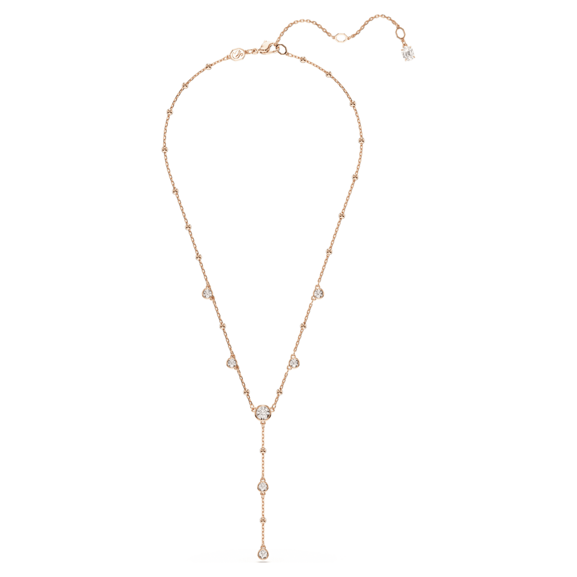 Swarovski Imber Y necklace Round cut, White, 18K rose gold finish