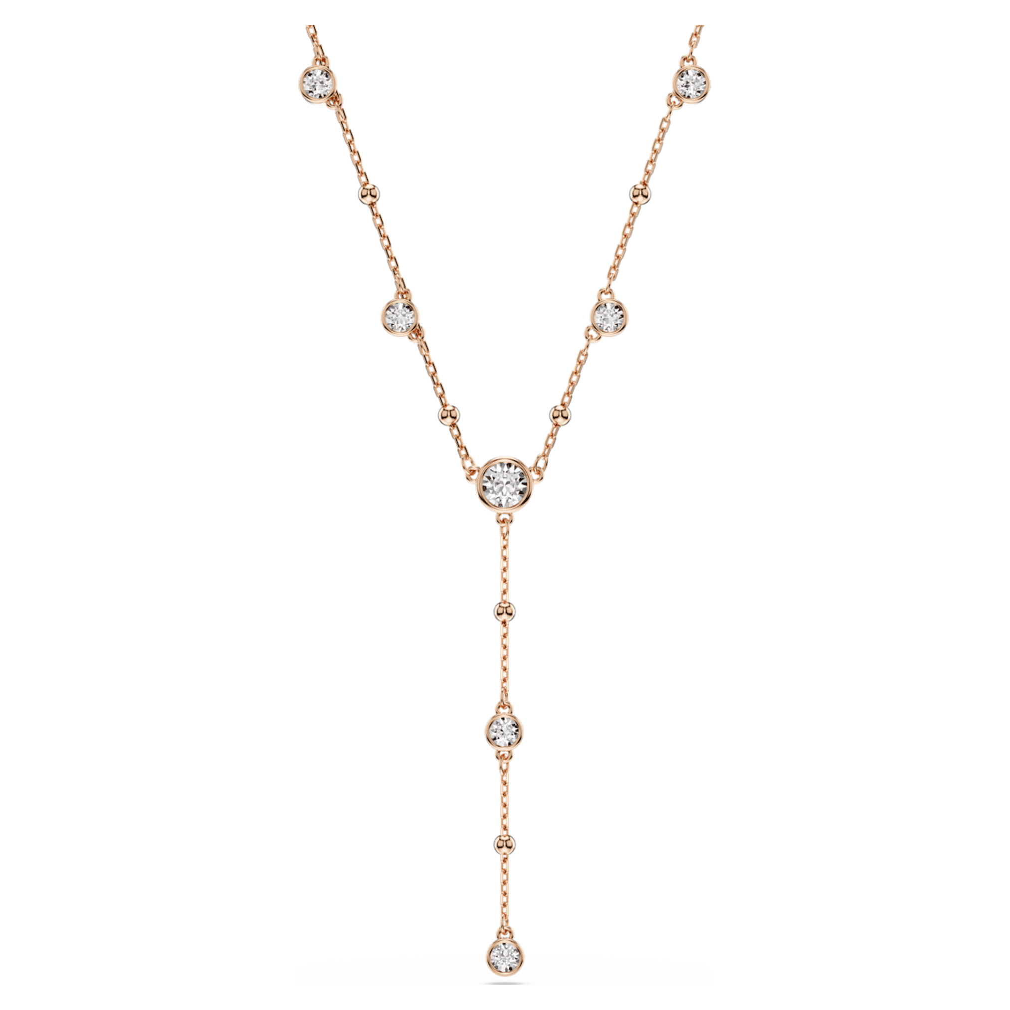 Swarovski Imber Y necklace Round cut, White, 18K rose gold finish