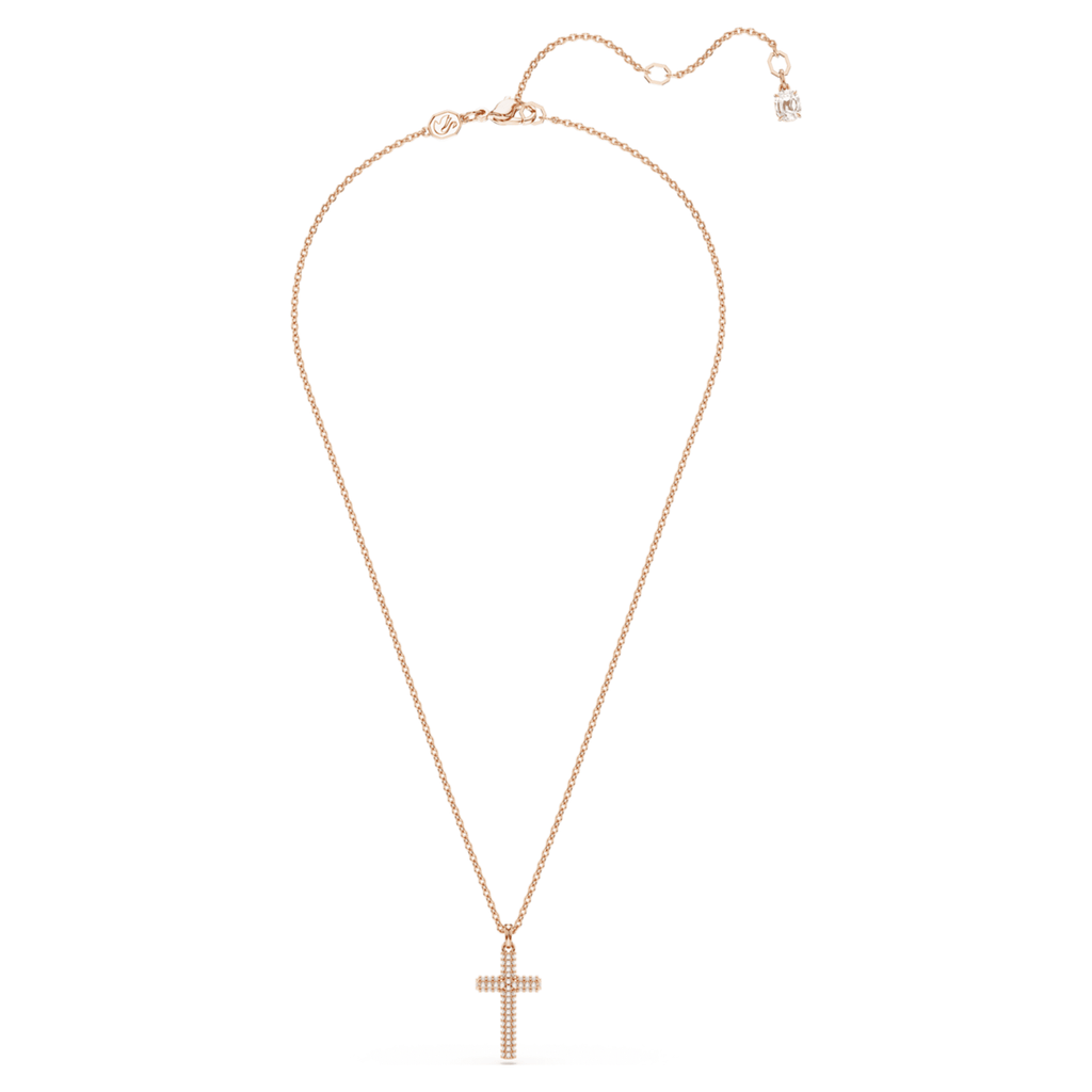 Swarovski Insigne pendant Cross, White, 18K rose gold finish