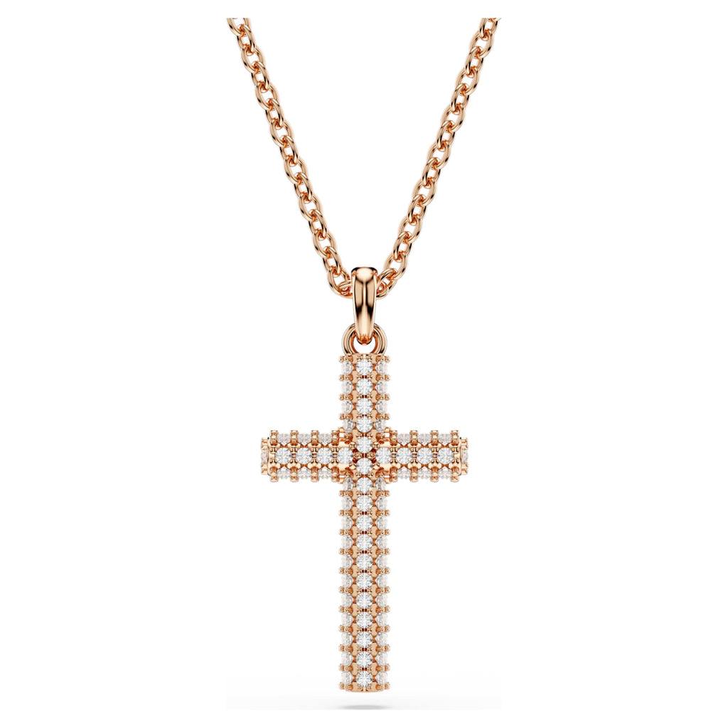 Swarovski Insigne pendant Cross, White, 18K rose gold finish