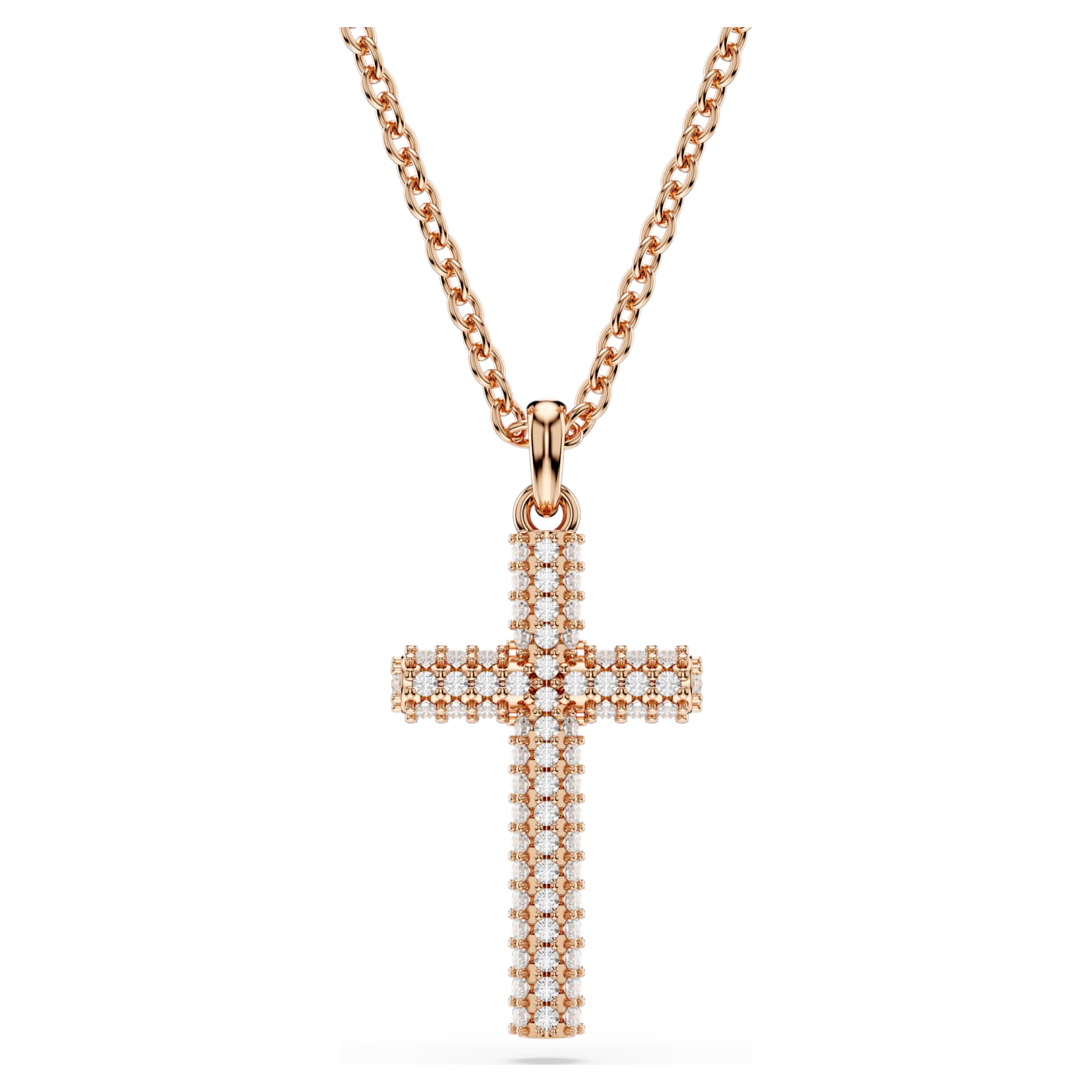 Swarovski Insigne pendant Cross, White, 18K rose gold finish