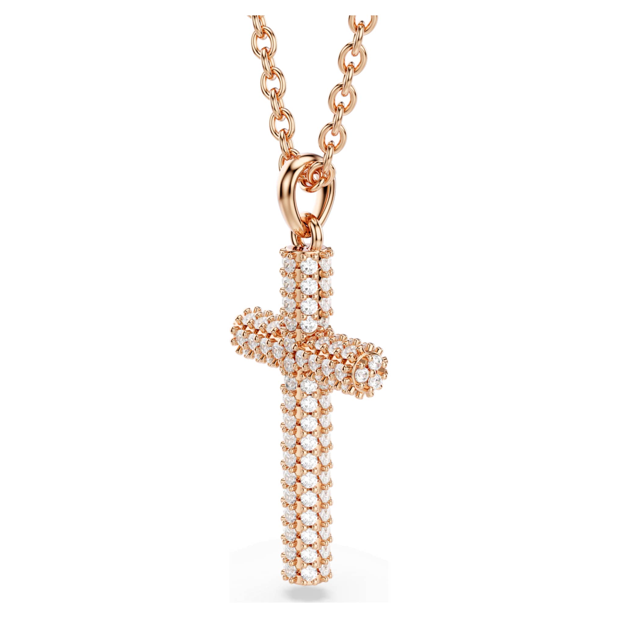 Swarovski Insigne pendant Cross, White, 18K rose gold finish