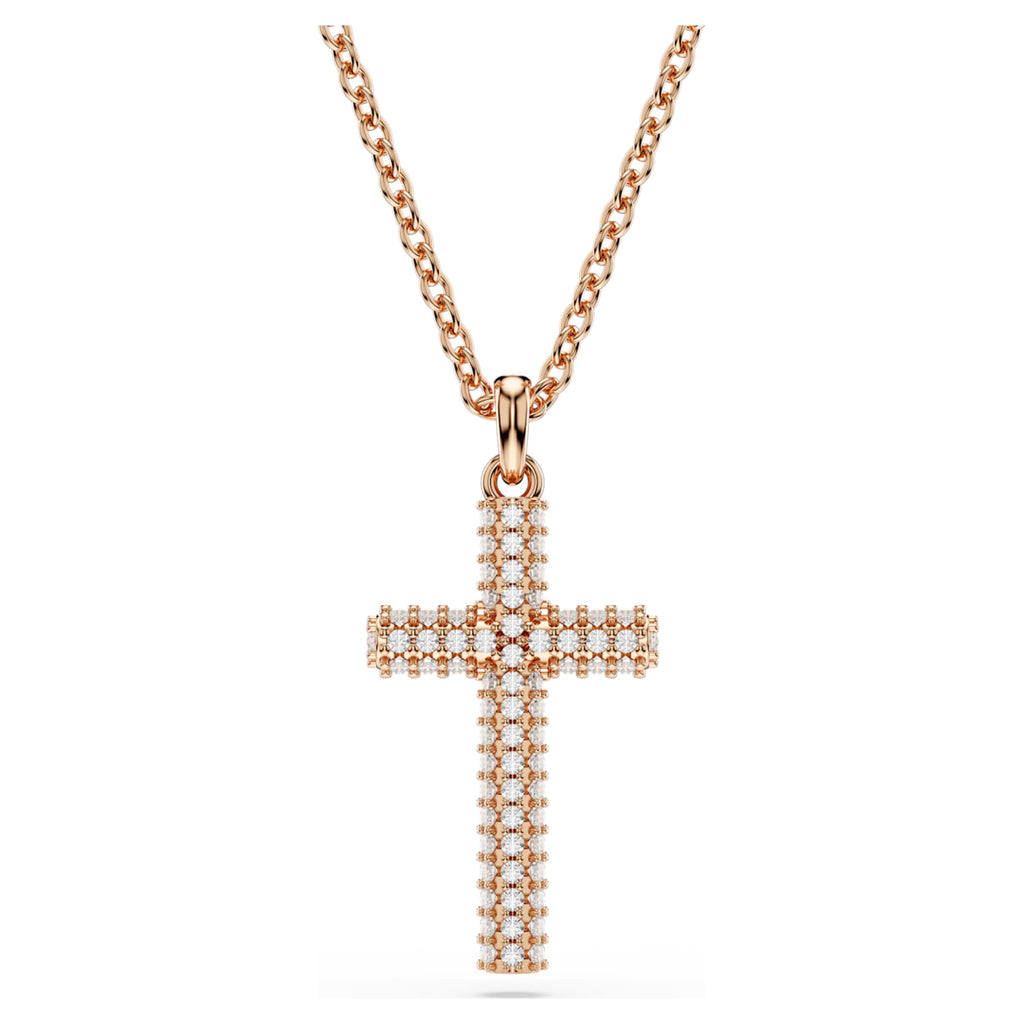 Swarovski Insigne pendant Cross, White, 18K rose gold finish
