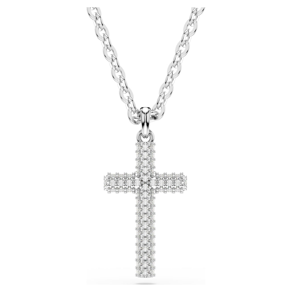 Swarovski Insigne pendant Pavé, Cross, White, Rhodium plated