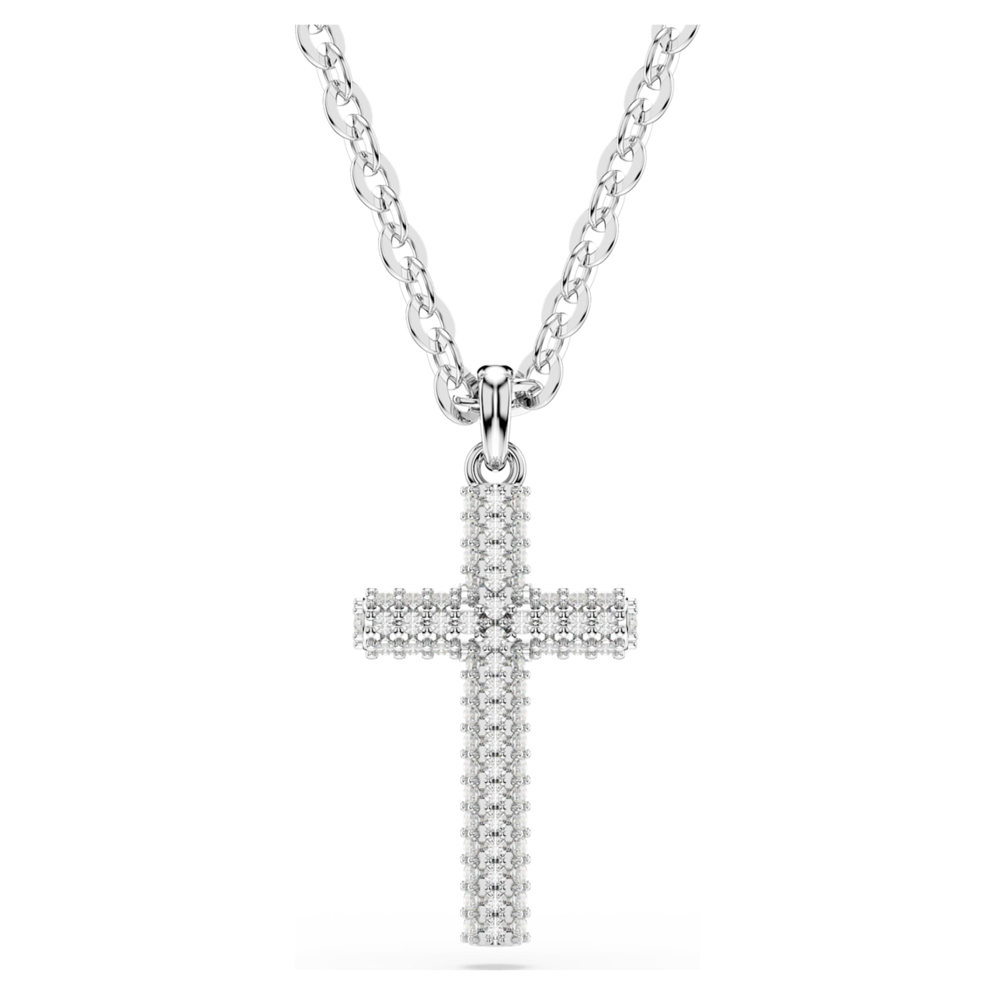 Swarovski Insigne pendant Pavé, Cross, White, Rhodium plated