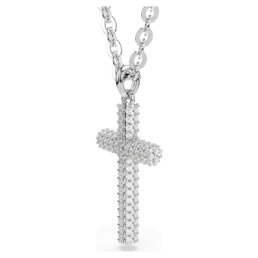 Swarovski Insigne pendant Pavé, Cross, White, Rhodium plated