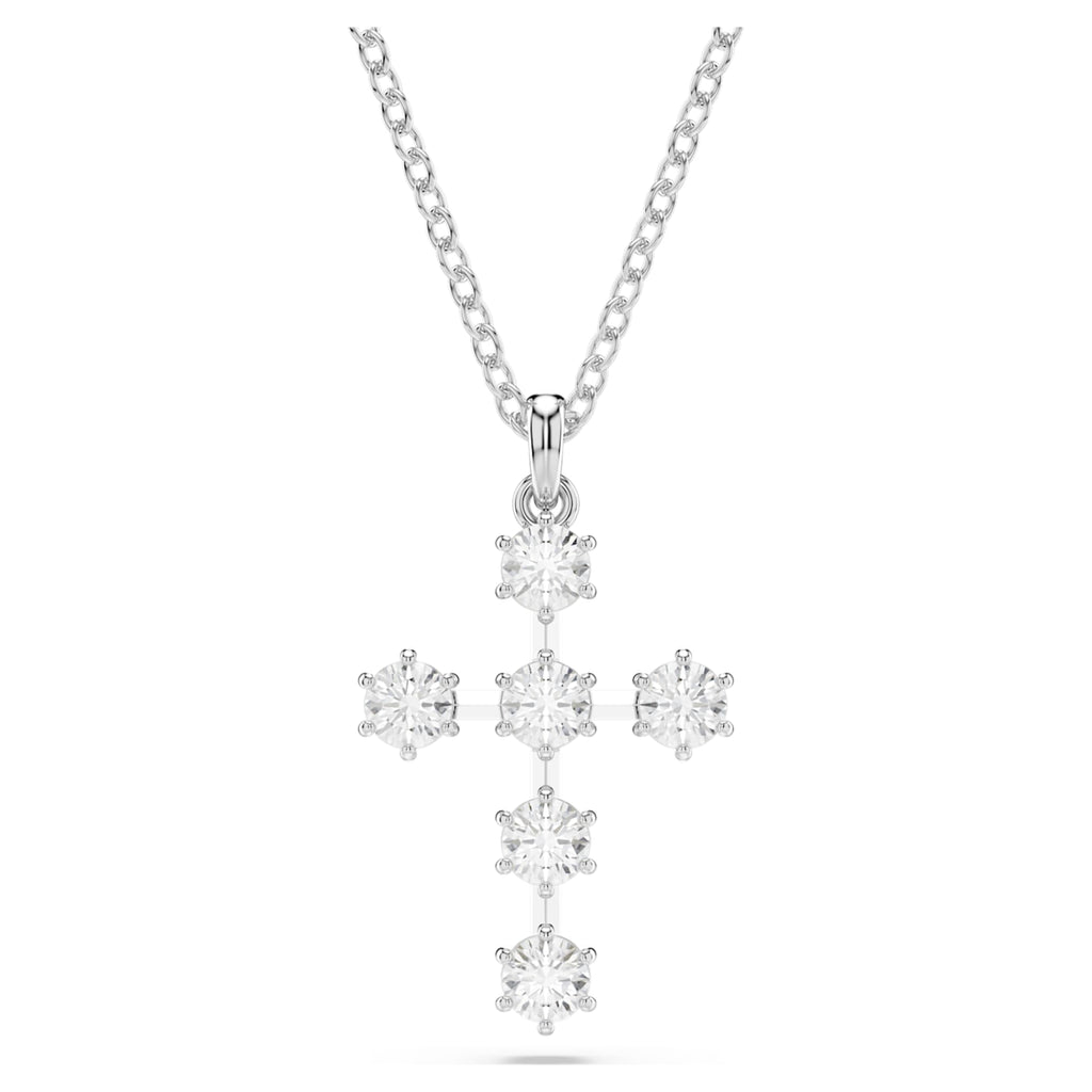 Swarovski Insigne pendant Round cut, Cross, White, Rhodium plated